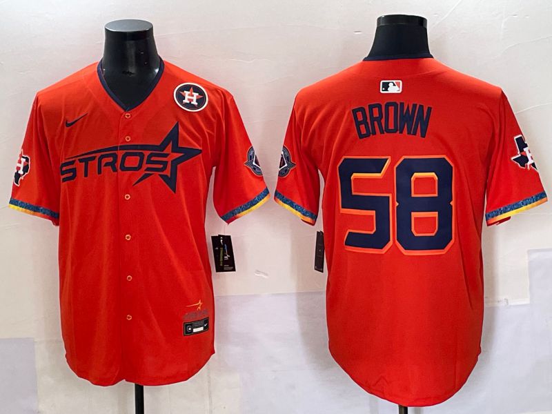 Men Houston Astros #58 Brown Orange Fourth generation Joint Name 2025 Nike MLB Jersey style 7->houston astros->MLB Jersey